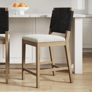 image:imageNathan James Beacon Bohemian Boucle Bar Stool Upholstered Bar Stool or Island Chairs for Kitchen Seagrass Counter Height Stool with Back and Solid Wood Legs Cream BoucleGrayLight BrownBlack