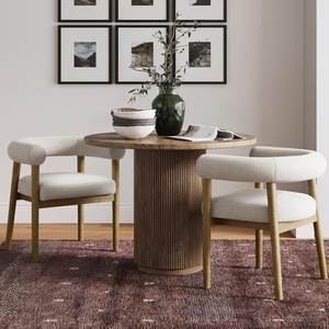 image:imageNathan James Demi Modern Dining Room Chair Barrel Back Dining Chair with Solid Wood Legs and Natural Flax Upholstery FlaxLight Brown Set of 2