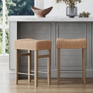 image:imageNathan James Harvey Rattan Bar Stool Bohemian Counter Height Stool with Woven Seagrass Seat Solid Wood Legs and Metal Footrest SeagrassBrushed GraySeagrassBrushed Gray