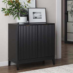 image:imageNathan James Jasper Wood Modern Sideboard Accent Storage Cabinet with Fluted Doors for Kitchen or Living Room Warm PineBlack Oak