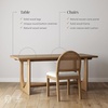 image:imageNathan James Solace Mid Century Modern Solid Wood Dining Table with Extension with 6 Seagrass Dining Chairs with Natural Flax Upholstery Light BrownBoucleLight Brown