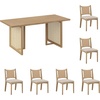 image:imageNathan James Solace Mid Century Modern Solid Wood Dining Table with Extension with 6 Seagrass Dining Chairs with Natural Flax Upholstery Light BrownElodia Light Brown Rattan