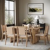 image:imageNathan James Solace Mid Century Modern Solid Wood Dining Table with Extension with 6 Seagrass Dining Chairs with Natural Flax Upholstery Light BrownElodia Light Brown Rattan