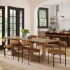 image:imageNathan James Solace Mid Century Modern Solid Wood Dining Table with Extension with 6 Seagrass Dining Chairs with Natural Flax Upholstery Light BrownLight BrownFaux Leather