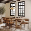 image:imageNathan James Solace Mid Century Modern Solid Wood Dining Table with Extension with 6 Seagrass Dining Chairs with Natural Flax Upholstery Light BrownLight BrownFaux Leather
