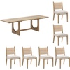 image:imageNathan James Solace Mid Century Modern Solid Wood Dining Table with Extension with 6 Seagrass Dining Chairs with Natural Flax Upholstery Light BrownLight BrownSeagrass