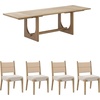 image:imageNathan James Solace Mid Century Modern Solid Wood Dining Table with Extension with 6 Seagrass Dining Chairs with Natural Flax Upholstery Light BrownLight BrownSeagrass