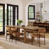 image:imageNathan James Solace Mid Century Modern Solid Wood Dining Table with Extension with 6 Seagrass Dining Chairs with Natural Flax Upholstery Light BrownLight BrownFaux Leather