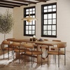 image:imageNathan James Solace Mid Century Modern Solid Wood Dining Table with Extension with 6 Seagrass Dining Chairs with Natural Flax Upholstery Light BrownLight BrownFaux Leather
