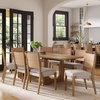 image:imageNathan James Solace Mid Century Modern Solid Wood Dining Table with Extension with 6 Seagrass Dining Chairs with Natural Flax Upholstery Light BrownLight BrownSeagrass