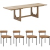 image:imageNathan James Solace Mid Century Modern Solid Wood Dining Table with Extension with 6 Seagrass Dining Chairs with Natural Flax Upholstery Light BrownLight BrownFaux Leather