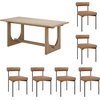 image:imageNathan James Solace Mid Century Modern Solid Wood Dining Table with Extension with 6 Seagrass Dining Chairs with Natural Flax Upholstery Light BrownLight Brown