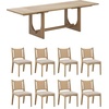 image:imageNathan James Solace Mid Century Modern Solid Wood Dining Table with Extension with 6 Seagrass Dining Chairs with Natural Flax Upholstery Light BrownLight BrownUpholstery