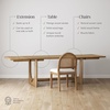 image:imageNathan James Solace Mid Century Modern Solid Wood Dining Table with Extension with 6 Seagrass Dining Chairs with Natural Flax Upholstery Light BrownLight BrownRattan