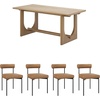 image:imageNathan James Solace Mid Century Modern Solid Wood Dining Table with Extension with 6 Seagrass Dining Chairs with Natural Flax Upholstery Light BrownLight Brown