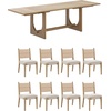 image:imageNathan James Solace Mid Century Modern Solid Wood Dining Table with Extension with 6 Seagrass Dining Chairs with Natural Flax Upholstery Light BrownLight BrownSeagrass