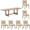 image:imageNathan James Solace Mid Century Modern Solid Wood Dining Table with Extension with 6 Seagrass Dining Chairs with Natural Flax Upholstery Light BrownLight BrownUpholstery
