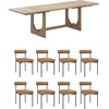 image:imageNathan James Solace Mid Century Modern Solid Wood Dining Table with Extension with 6 Seagrass Dining Chairs with Natural Flax Upholstery Light BrownLight BrownFaux Leather