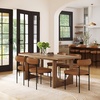 image:imageNathan James Solace Mid Century Modern Solid Wood Dining Table with Extension with 6 Seagrass Dining Chairs with Natural Flax Upholstery Light BrownLight Brown