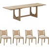 image:imageNathan James Solace Mid Century Modern Solid Wood Dining Table with Extension with 6 Seagrass Dining Chairs with Natural Flax Upholstery Light BrownLight BrownUpholstery