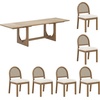 image:imageNathan James Solace Mid Century Modern Solid Wood Dining Table with Extension with 6 Seagrass Dining Chairs with Natural Flax Upholstery Light BrownLight BrownRattan