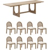 image:imageNathan James Solace Mid Century Modern Solid Wood Dining Table with Extension with 6 Seagrass Dining Chairs with Natural Flax Upholstery Light BrownLight BrownRattan