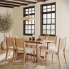 image:imageNathan James Solace Mid Century Modern Solid Wood Dining Table with Extension with 6 Seagrass Dining Chairs with Natural Flax Upholstery Light BrownWoodSeagrass