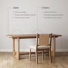image:imageNathan James Solace Mid Century Modern Solid Wood Dining Table with Extension with 6 Seagrass Dining Chairs with Natural Flax Upholstery Light BrownWoodUpholstery