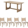 image:imageNathan James Solace Mid Century Modern Solid Wood Dining Table with Extension with 6 Seagrass Dining Chairs with Natural Flax Upholstery Light BrownWoodSeagrass