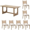 image:imageNathan James Solace Mid Century Modern Solid Wood Dining Table with Extension with 6 Seagrass Dining Chairs with Natural Flax Upholstery Light BrownWoodSeagrass
