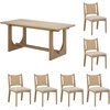 image:imageNathan James Solace Mid Century Modern Solid Wood Dining Table with Extension with 6 Seagrass Dining Chairs with Natural Flax Upholstery Light BrownWoodUpholstery