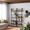 image:imageNathan James Theo 5Shelf Black Modern Bookcase Open Wall Mount Ladder Bookshelf with Industrial Metal FrameOakMatte Black