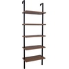 image:imageNathan James Theo 5Shelf Black Modern Bookcase Open Wall Mount Ladder Bookshelf with Industrial Metal FrameTheo OakBlack