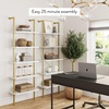 image:imageNathan James Theo 5Shelf Black Modern Bookcase Open Wall Mount Ladder Bookshelf with Industrial Metal FrameTheo WhiteGold