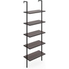 image:imageNathan James Theo 5Shelf Black Modern Bookcase Open Wall Mount Ladder Bookshelf with Industrial Metal FrameWalnutMatte Black