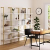image:imageNathan James Theo 5Shelf Black Modern Bookcase Open Wall Mount Ladder Bookshelf with Industrial Metal FrameWhiteGold