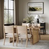 image:imageNathan James Solace Mid Century Modern Solid Wood Dining Table with Extension with 6 Seagrass Dining Chairs with Natural Flax Upholstery Light BrownCove Rattan Flax