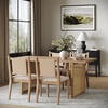 image:imageNathan James Solace Mid Century Modern Solid Wood Dining Table with Extension with 6 Seagrass Dining Chairs with Natural Flax Upholstery Light BrownElodia Light Brown Rattan