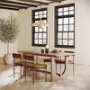 image:imageNathan James Solace Mid Century Modern Solid Wood Dining Table with Extension with 6 Seagrass Dining Chairs with Natural Flax Upholstery Light BrownLight Brown