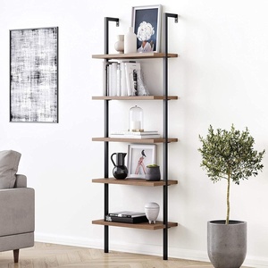 image:imageNathan James Theo 5Shelf Black Modern Bookcase Open Wall Mount Ladder Bookshelf with Industrial Metal FrameTheo OakBlack