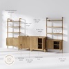 image:imageNathan James Jasper Sideboard and Bookcase Set MidCentury Modern Solid Wood Entertainment Center or Wall Storage Unit with Fluted Doors 2 Accent Cabinets and 2 Bookshelves Set Light Brown