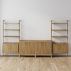 image:imageNathan James Jasper Sideboard and Bookcase Set MidCentury Modern Solid Wood Entertainment Center or Wall Storage Unit with Fluted Doors 2 Accent Cabinets and 2 Bookshelves Set Light Brown