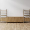 image:imageNathan James Jasper Sideboard and Bookcase Set MidCentury Modern Solid Wood Entertainment Center or Wall Storage Unit with Fluted Doors 3 Accent Cabinets and 2 Bookshelves Set Light Brown