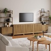 image:imageNathan James Jasper Sideboard and Bookcase Set MidCentury Modern Solid Wood Entertainment Center or Wall Storage Unit with Fluted Doors 3 Accent Cabinets and 2 Bookshelves Set Light Brown