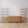 image:imageNathan James Jasper Sideboard and Bookcase Set MidCentury Modern Solid Wood Storage Unit with Fluted Doors for TVs up to 65 2 Cabinets and 2 Bookshelves Warm Pine