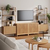 image:imageNathan James Jasper Sideboard and Bookcase Set MidCentury Modern Solid Wood Storage Unit with Fluted Doors for TVs up to 65 2 Cabinets and 2 Bookshelves Warm Pine