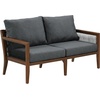 image:imageNathan James Twila Boho Outdoor Loveseat for Porch or Patio with Rattan Arms Outdoor Sofa with Solid Wood Frame Linen WhiteFreya BlackDark Brown