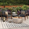 image:imageNathan James Twila Boho Outdoor Loveseat for Porch or Patio with Rattan Arms Outdoor Sofa with Solid Wood Frame Linen WhiteFreya BlackDark Brown