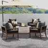 image:imageNathan James Twila Boho Outdoor Loveseat for Porch or Patio with Rattan Arms Outdoor Sofa with Solid Wood Frame Linen WhiteFreya BlackDark Brown
