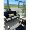 image:imageNathan James Twila Boho Outdoor Loveseat for Porch or Patio with Rattan Arms Outdoor Sofa with Solid Wood Frame Linen WhiteFreya BlackDark Brown